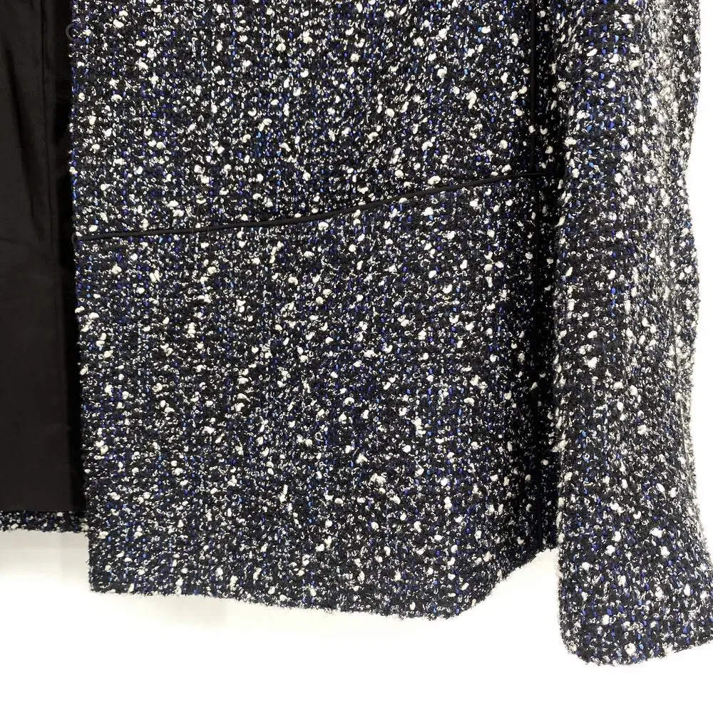 Lafayette 148 Tweed Boucle‎ Wool Blend Blazer Jacket Black Blue White Size 6